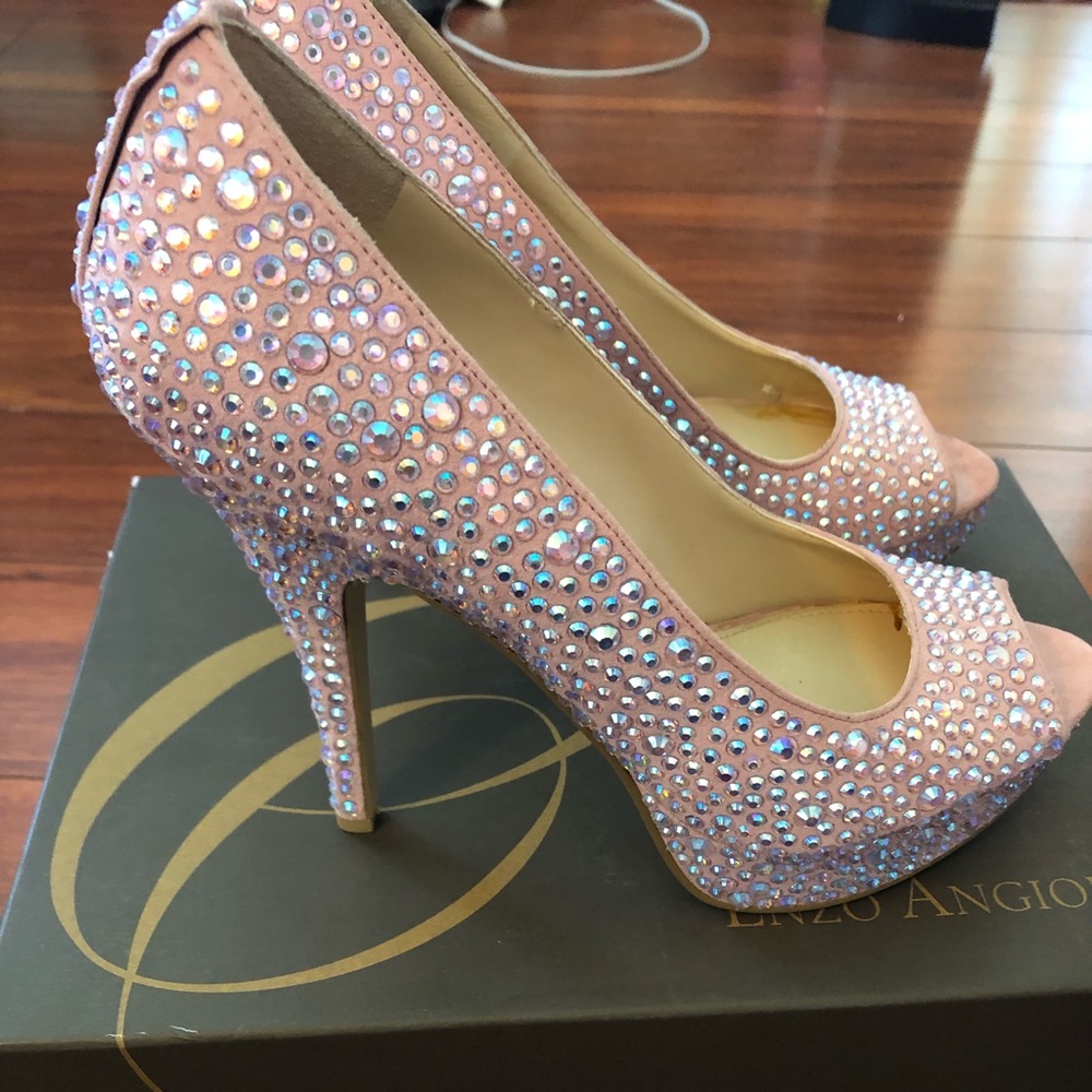 Enzo Angiolini Pink Rhinestone Heels - Picture 4 of 5